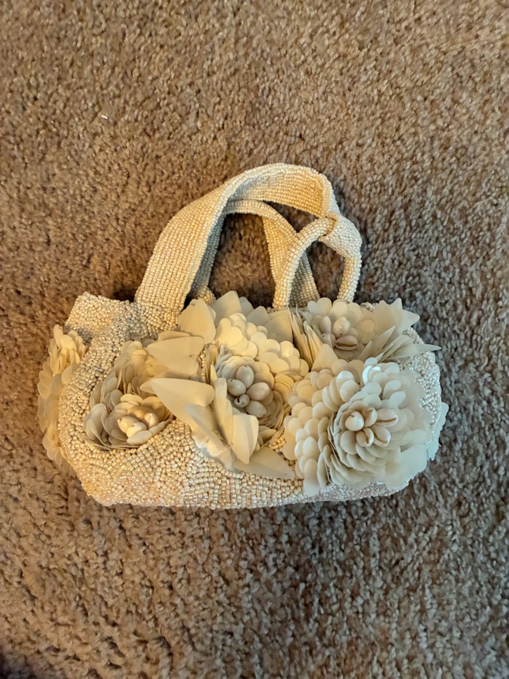Ivory Floral Beaded Handbag